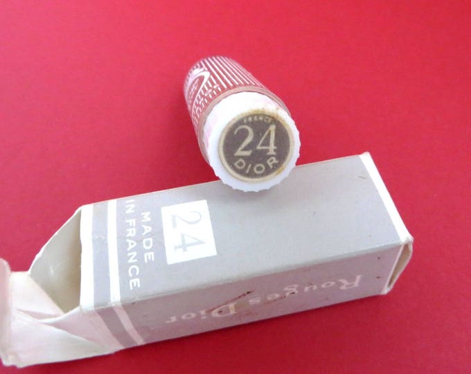 Vintage Christian Dior Lipstick - Rouge Dior, Recharge, No. 24, Pink Lipstick, Made in France, French Cosmetics, French Beauty