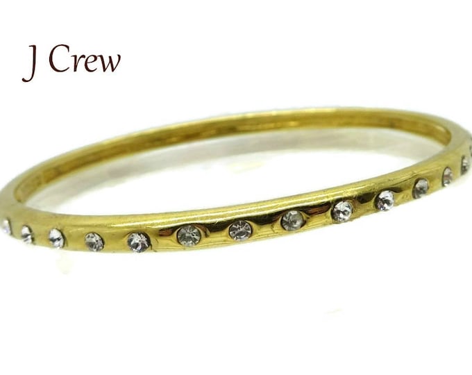 J Crew Gold Tone Bangle | Rhinestone Studded Skinny Bangle Bracelet