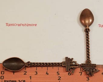 7 pcs - 69x14mm Ship Spoon Pendant Antique Copper Lead Free Pewter. SLR0574.
