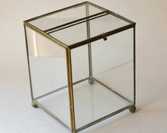 Glass Box, Vintage Glass and Brass Terrarium