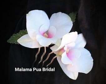 Tropical Wedding Hair comb, Custom Hairpiece, floral hair accessory, Bridal, real touch orchids, Beach, hair flower, Hawaiian flower clip