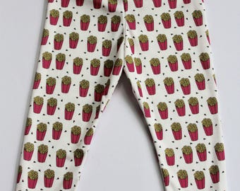organic baby leggings . french fries leggings . organic toddler leggings . baby pants in french fries print . organic baby clothing .