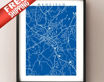 Medfield, MA Map Print - Massachusetts Poster