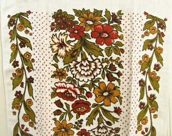 Vintage Tea Towel Kay Dee Handprint Towel Autumn Color Tea Towel NOS Kay Dee Towel Brown Floral Towel Green Floral Towel KayDee Towel