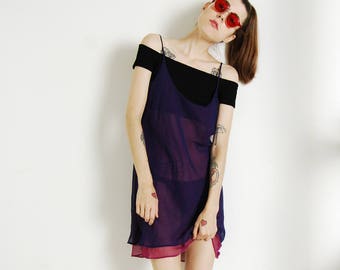 sheer layered 90s dress sleeveless embroidery lace custom