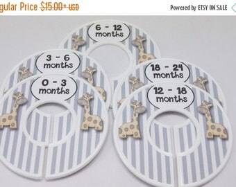 SALE Custom Baby Closet Dividers Baby Shower Gift Gray Nursery Gray with Giraffe Closet Organizer FINISHED PRODUCT Cd218