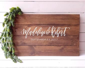 Wedding Guest Book Sign Custom Hand Lettered Wooden Guestbook Sign Signature Sign Rustic Wedding Guest Book Alternative Wedding Signage