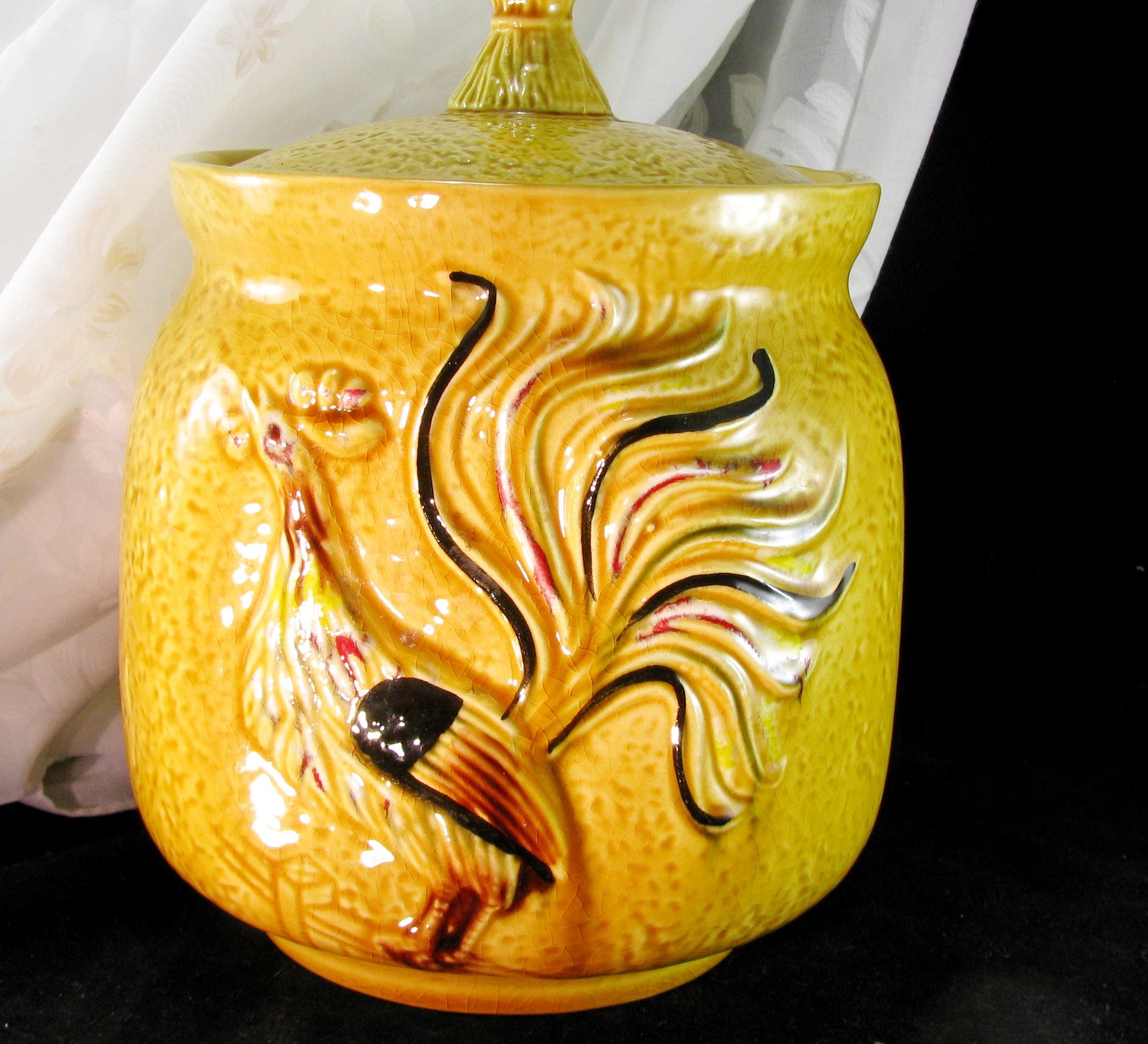 Rooster Canister With Lid California Pottery Harvest Gold   Il Fullxfull.1235388518 Ei36 