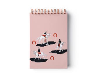 Unicorn ride Notebook – Spiral binding – 4" x 6" – Ruled pages