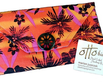 Orange and Black Palm Tree Summer Tri Fold Wallet ONE-OF-A-KIND!