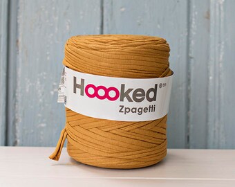 t-shirt yarn 135 yards, ecologic cotton, Zpagetti, Mustard, recycled yarn, cotton yarn, elastic yarn
