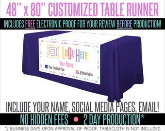 Full Color Table Runner with Your Logo in a Arrow Style Border- 48" x 80"