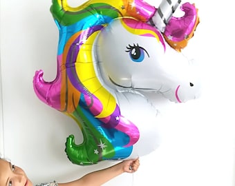 UNICORN balloon helium GIANT mylar 33 inches, pink party summer jungle deco fun design it fairyland birthday girl dream SALES helium