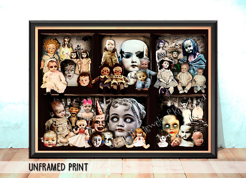 Creepy Doll Heads Art Print Creepy Dollhouse Vintage Doll