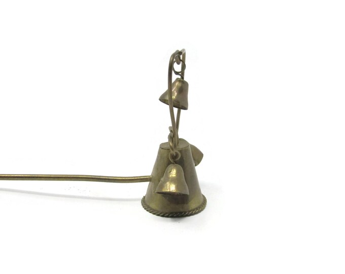 Antique Brass Candle Snuffer - Christmas Candle Snuffer with Bells - Flame Extinguisher Long Handled - Candle Accessory - Brass Home Decor