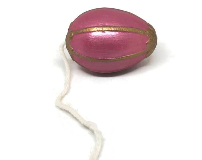Pink Hand Painted Ceramic Egg / Vintage Pysanky Style Easter Egg / Easter Egg Figurine / Pink Purple Gold Egg