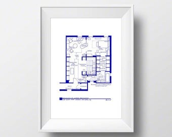 Carrie Bradshaw Apartment Art - TV Show Floor Plan for Sex and the City - BluePrint Poster of Carrie Bradshaw's Home