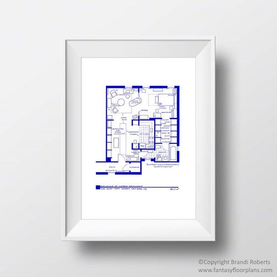 Carrie Bradshaw Apartment Art TV Show Floor Plan for Sex and