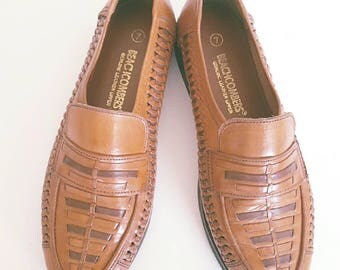 Vintage 1980s Mens Brown Beachcombers Leather Loafers Size 7