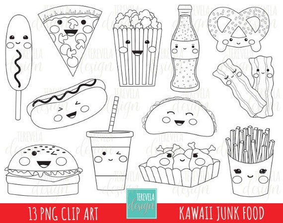 50% SALE JUNK FOOD stamp digi stamp commercial use kawaii