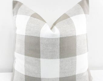 SALE Ecru Pillow Cover. Buffalo Check Ecru Pillow Cover. Sofa Pillow Cover. Cushion Covers.Pillow Case.1 piece. cotton.Select size