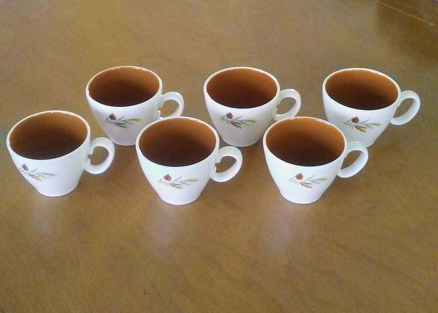 Wheat Coffee Cups Vintage Coffee Cups Brown White Cups