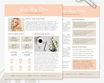 Media Kit Template - Blogger Media Kit, Press Kit Template, Ad Rate Sheet, 2 Page Media Kit, Instant Download, Photoshop Template