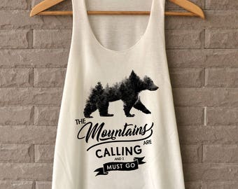 Mountains are calling Shirt - Wild Bear shirt - Mountains Bear Shirt - Bear Shirt - TShirts off white Tank Top Womens