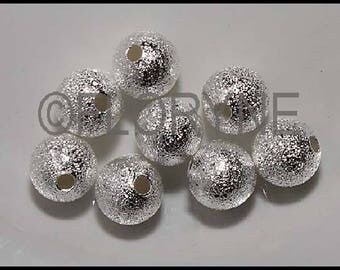 8 round beads sparkling 8mm silver-plated