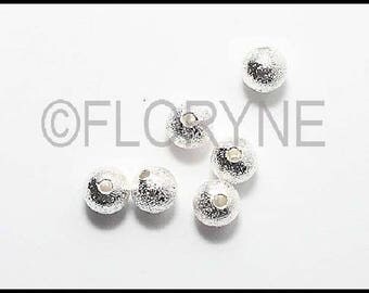 10 round beads sparkling 6mm silver-plated