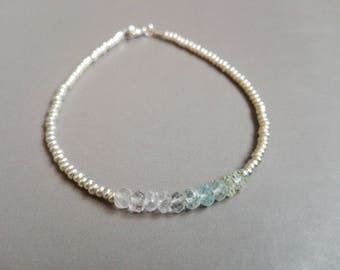 Bracelet Beryl / aquamarine and silver minimalist