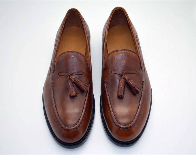 Handmade Goodyear Welted Men's Tasseled Loafer Shoes