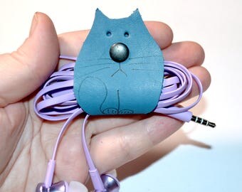 Cord holder cord organizer earbud holder leather Travel Gift