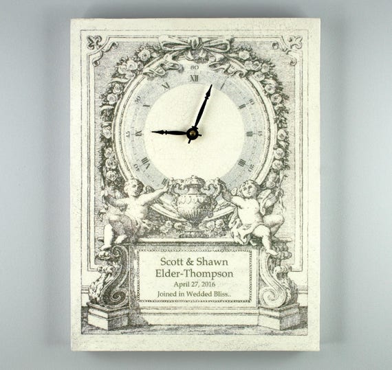 Wall Clock Personalized for Wedding Anniversary Shabby