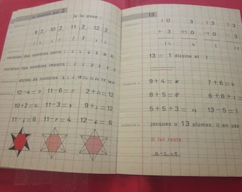 32 pages I learn the Calculus Writing Book Hachette-French vintage craft book children school notebook school-France, used, written, colored