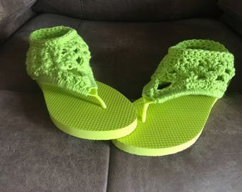 Crochet Gladiator Flip Flops,Size 9