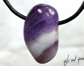 Amethyst on leather strap / cotton cord (necklace)