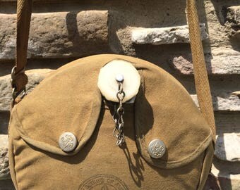 Vintage Boy Scout Canteen...Green. Fabric. Metal. Water. Lid. Strap. Boy Scouts.