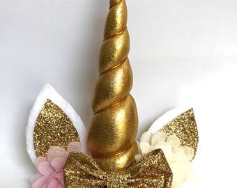 Unicorn headband unicorn party unicorn headband newborn unicorn baby girl unicorn photo prop gold unicorn horn baby photo prop
