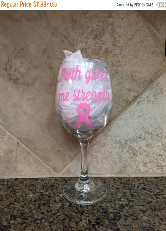 ON SALE Breast cancer awareness wine glass cancer survivor