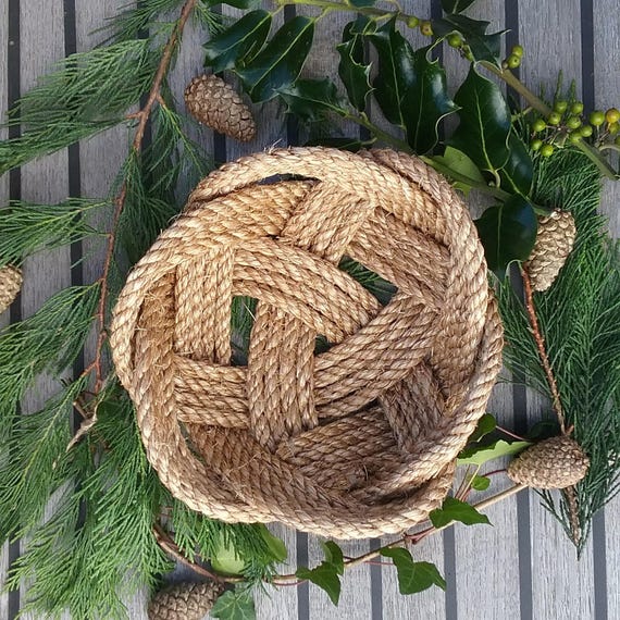 Rustic Rope Fruit Bowl Hand Woven Basket Kitchen Storage