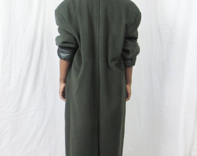 90s The Americans oversize dropped shoulder MOSS green cashmere wool double breasted made in Italy coat -