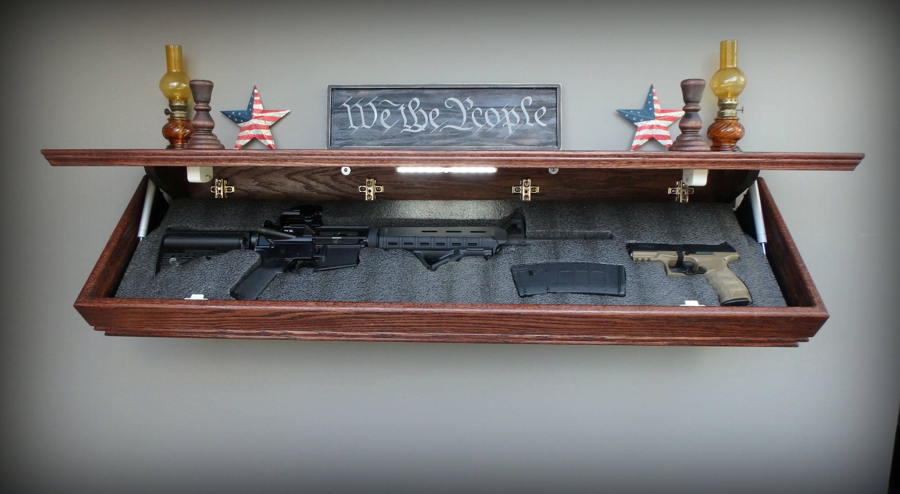 47XL Oak Tactical Concealment Shelf With Drop Down