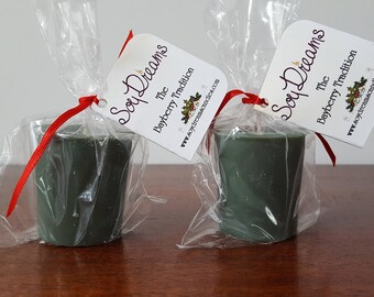 Bayberry Votives - Set of 2 Bayberry Candles - Christmas Candle - Wedding Candle - Soy Votive Candles - Bayberry Candle Gift Set - Green