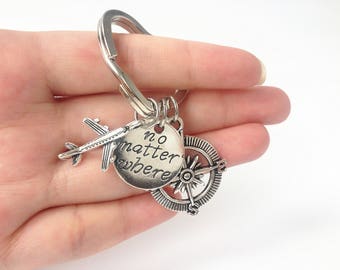 no matter where keychain, moving away gift, no matter the distance, going away gift for friend coworker sister boss, farewell gift