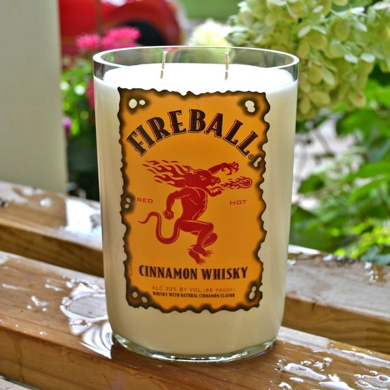 Fireball Cinnamon Whiskey Bottle Candle made with soy wax