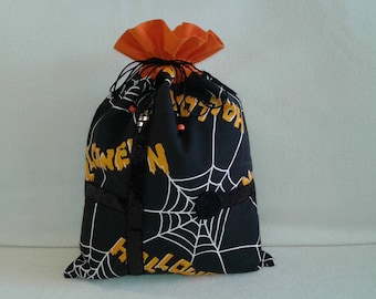 Halloween cobwebs my orange and black DrawString