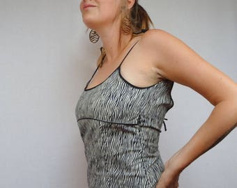 Zebra print halter top with laced back pattern