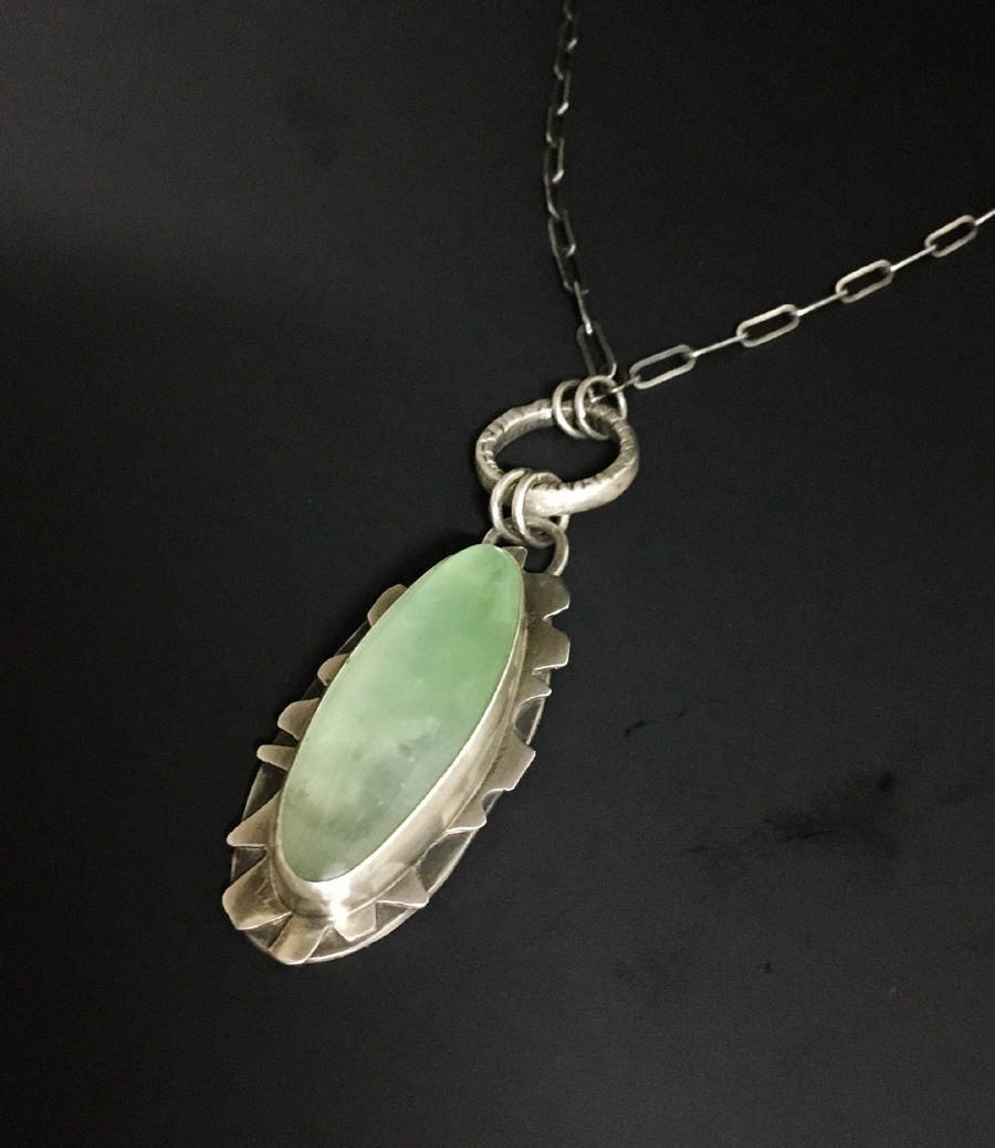 Green Calcite Necklace / Gemstone Pendant / Crystal Green