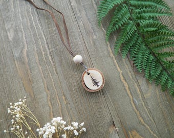 Tree Wood Burned Necklace